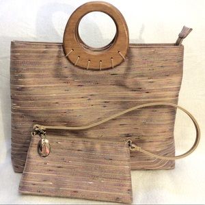 Vintage Cabrelli wooden handle bag with purse